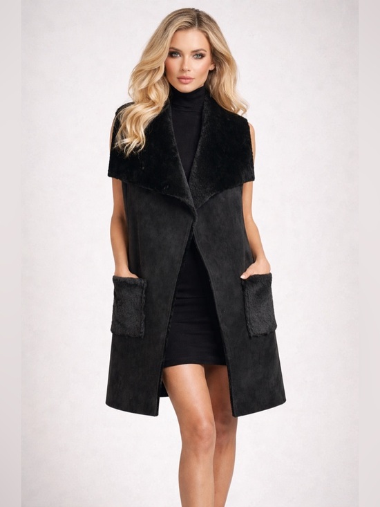 metric Jackets & Blazers - 🔥🔥Metric Faux Fur And Sweater Open Front Vest With Pockets Size Large